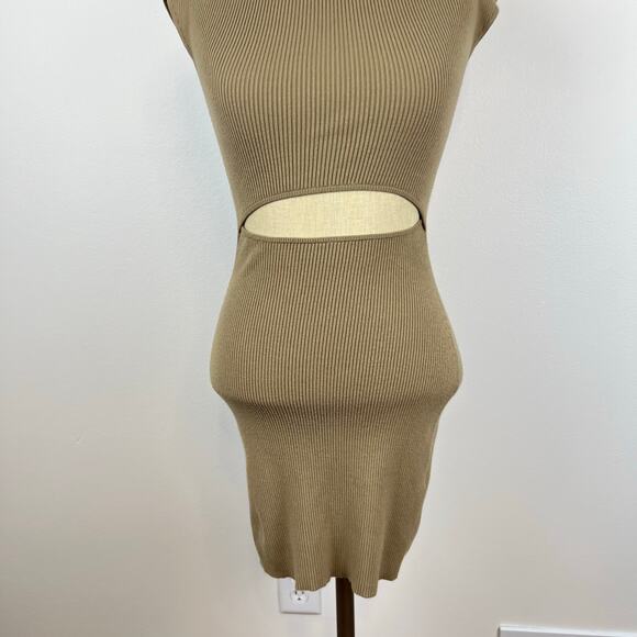 Aritzia Wilfred Free Cut-Out Knit Mini Dress in Olive/Khaki (Sz XXS) - Picture 13 of 15